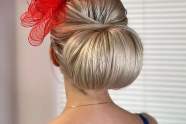 a women having her bridal hair done