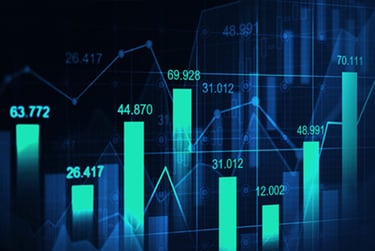 a business man is shown in front of a chart of graphs