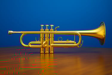 Une trompette sur un fond bleu