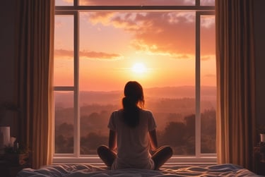 woman doing yoga meditation on brown parquet flooring