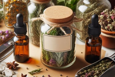 a variety of herbs and spices in jars