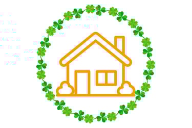 House icon inside of clover border