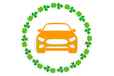 Car icon inside of clover border