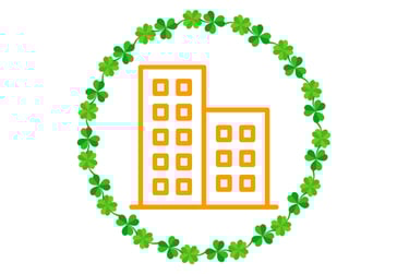 Building icon inside of clover border