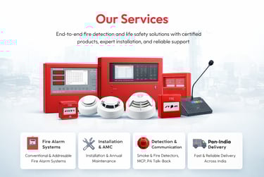 a fire alarm system with a red fire hydrant