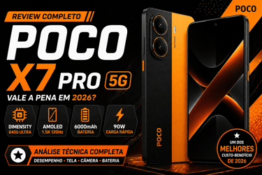 capa review poco x7 pro 5g 2026 com destaque para desempenho bateria e tela amoled