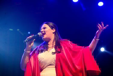 Tatyana Trifonova with the moroccan flag during "The Christmas concert" in Rabat, Morocco 12.2022