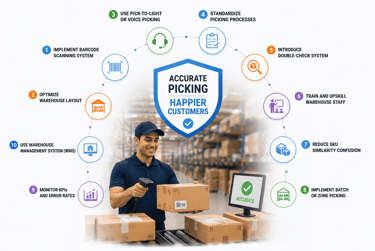 circular layout of ten warehouse picking error prevention methods