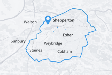 Shepperton Roofing Areas Covered Map