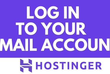 Hostinger webmail login page banner with white text on a purple background for email account access.