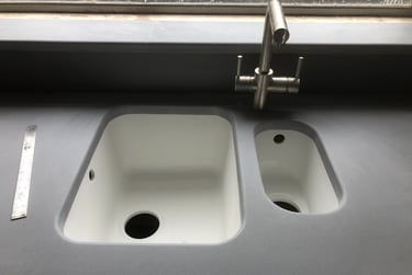 Worktop blanks cut and sinks added