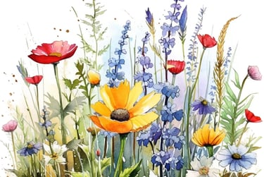 a garden of flowers