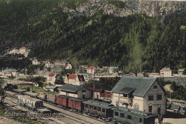 A train station in a valley-Rjukan-pd