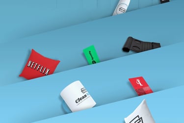 Brindes exclusivos da Clean Master: almofadas, canecas, copos, porta-copos e gift cards como Netflix, Uber e iFood.