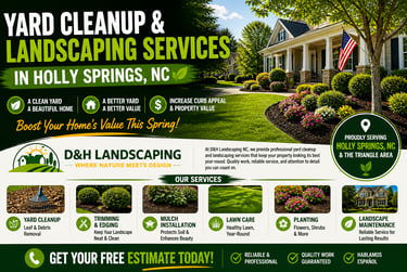 Yard cleanup and landscaping service in Holly Springs NC improving lawn and curb appeal