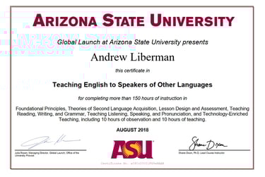 TESOL certificate