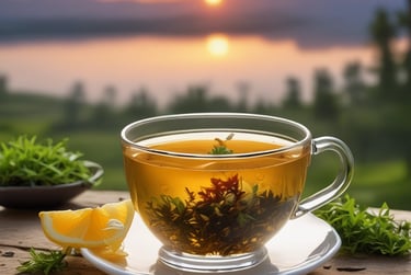 Close-up of a delicate porcelain tea ball surrounded by lush green leaves.