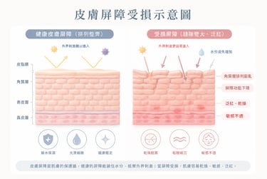皮膚屏障受損示意圖