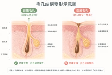 毛孔結構變形示意圖