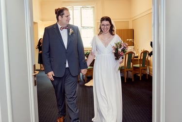 Bride and groom exiting the ceremony room.