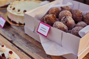 White cheese balls in a box.