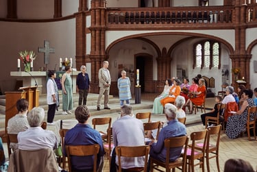 Choir singing at church during a wedding ceremony.