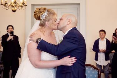 First kiss as husband and wife.