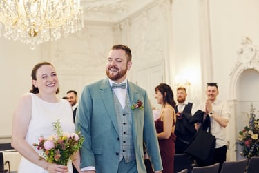 Bride and groom leaving the ceremony room.