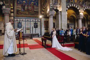 Wedding ceremony at Herz-Jesu church in Berlin.