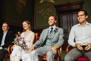 Bride and groom having a ceremony at Neukölln civil registry.