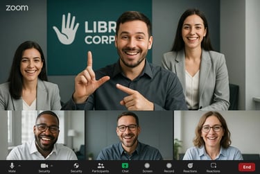 Tela de notebook acessando curso de libras pelo zoom várias pessoas conectadas