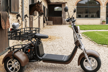 scooter électrique jockey 3Roues.com dans un haras