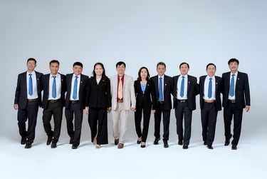 a group of business people standing in a row