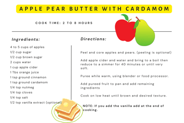 apple pear butter with cardamom recipe card