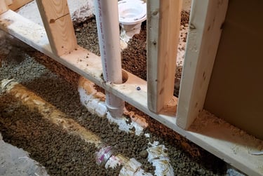 rough installation work for a bathroom remodeling project