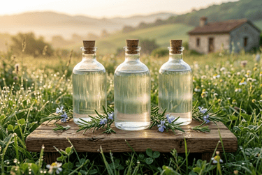 Romero Hidrolato sobre mesa de madera rústica en S&B El Artesanal.