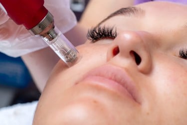 woman getting microneedling on her face