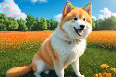 A white and brown colored dog