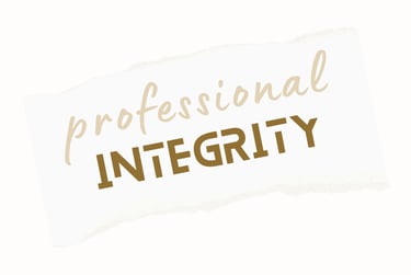 the words professional integrity on a scrap of paper