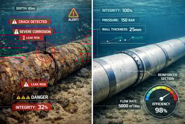 comparison of offshore pipeline before and after inspection