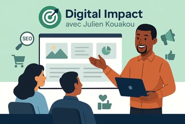Un Spécialiste SEO et Marketing numérique présentant les résultats d'un projet à 2 clients.