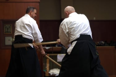 students practicing kenjutsu