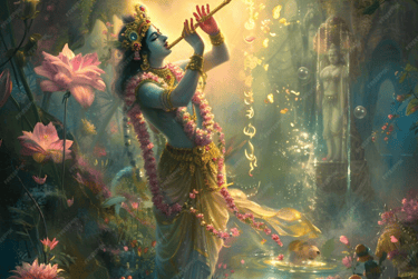 krishna enchanting with his flute 