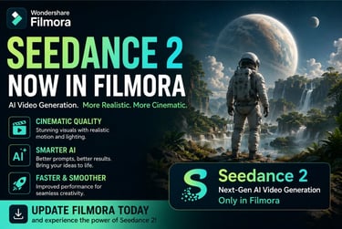 Download Filmora with Seedance 2. Create AI Videos effortlessly now!