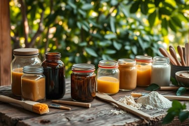  Various natural adhesives, such as beeswax, tree sap, and flour paste.