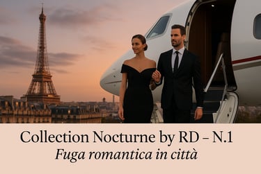 Coppia elegante in jet e fuga romantica a Parigi.