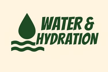 Water and Hydration header image showing water drop and waves, emphasizing safe drinking water and purification in the wild