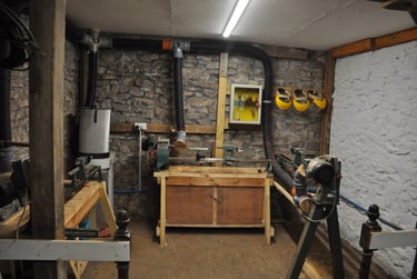 The inside of our workshop showing our 3 lathes