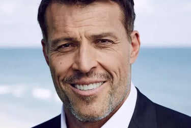 Tony Robbins headshot. Best-selling author endorsing chiropractic in London and Strathroy.