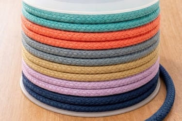 Spool of multi-colored  hollow braided paper ropes by Hanxia Factory